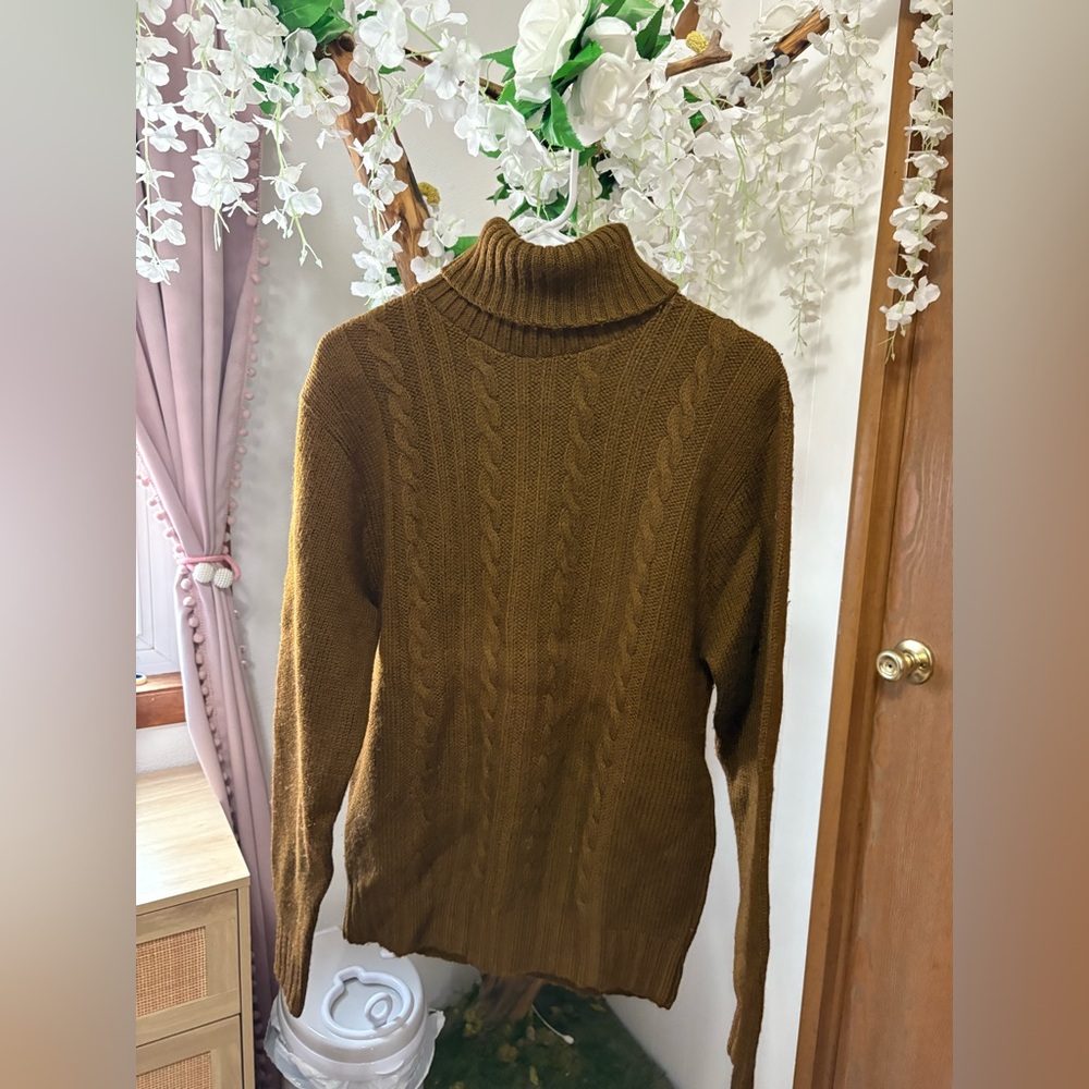 Pendleton Olive Brownish Cable Knit Turtleneck Sw… - image 2